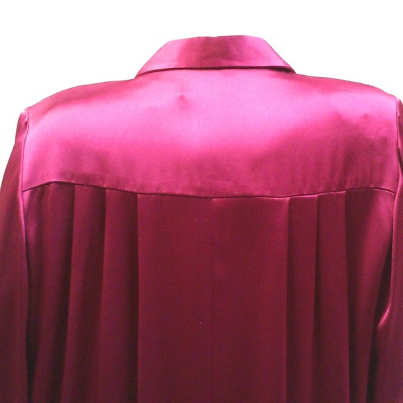 80s Satin Shirt Dress Pleated Shift Elegant Cocktail Barbiecore 10P - Picture 6 of 7